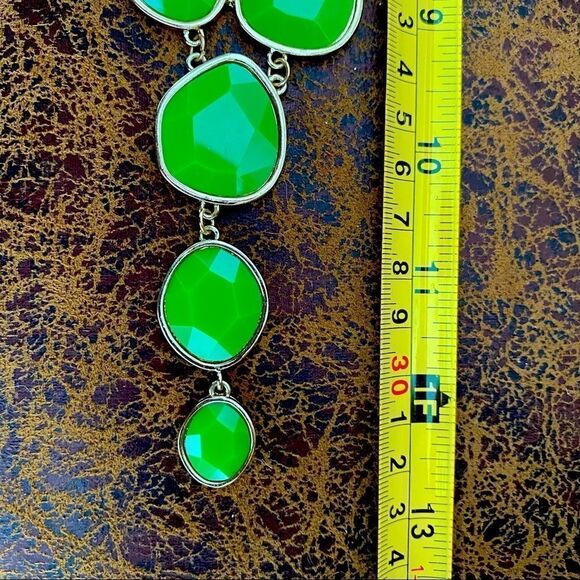 Jewelry Necklace and Earring Set Green Faux Gem Y Shaped Necklace Dangle Earring - Picture 13 of 15